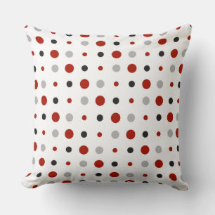 turkey red, black, grey and white dots cushion
