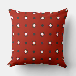 turkey red , grey and  white dots cushion