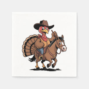 Turkey Riding a Horse Cowboy Turkey thanksgiving Napkin