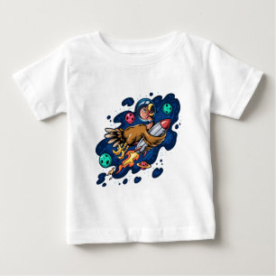 Turkey Riding a Space Rocket at High Speed Baby T-Shirt