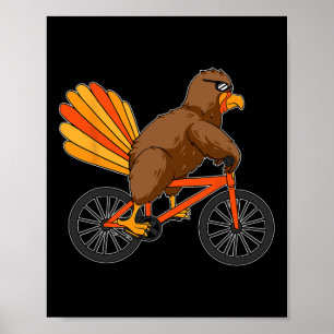 Turkey Riding Bike Thanksgiving Day Cool Bicycle A Poster