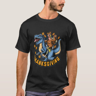 Turkey Riding Dinosaur T Rex Leopard Headband Than T-Shirt