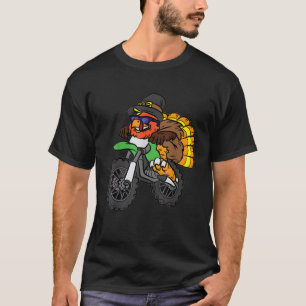 Turkey Riding Dirt Bike Thanksgiving Day Cool Moto T-Shirt