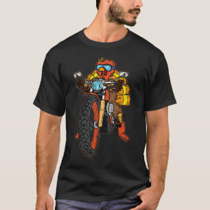 Turkey Riding Motorcycle Thanksgiving Day Cool Bik T-Shirt