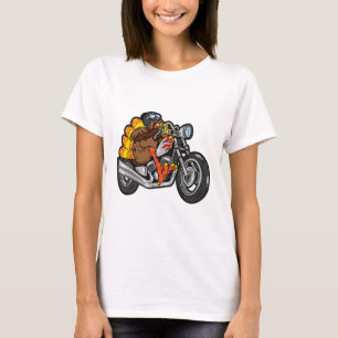 Turkey Riding Motorcycle Thanksgiving Day Cool Fal T-Shirt