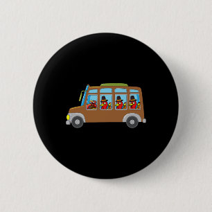 Turkey Riding School Bus Thanksgiving Day Funny Fa 6 Cm Round Badge