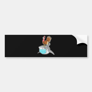 Turkey Riding Shark Face-Mask Funny Animal Bumper Sticker