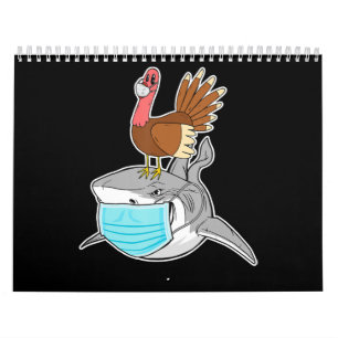 Turkey Riding Shark Face-Mask Funny Animal Calendar