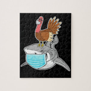 Turkey Riding Shark Face-Mask Funny Animal Jigsaw Puzzle
