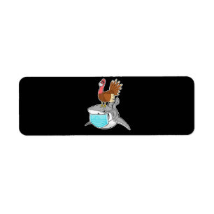 Turkey Riding Shark Face-Mask Funny Animal Return Address Label