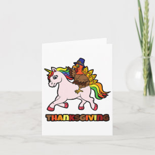 Turkey Riding Unicorn Thanksgiving Day Magical Fal Card