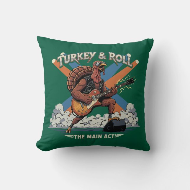  Turkey & Roll Funny Thanksgiving Rocker Guitar Cushion (Front)