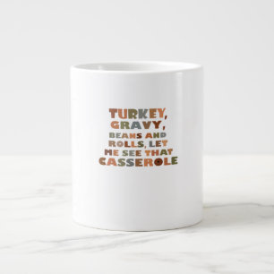 Turkey Rolls Casserole, Thanksgiving Retro Funny F Large Coffee Mug