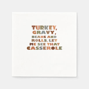 Turkey Rolls Casserole, Thanksgiving Retro Funny F Napkin