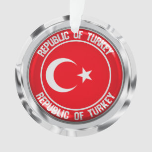 Turkey Round Emblem Ornament