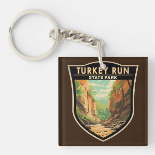 Turkey Run State Park Indiana Travel Art Vintage Key Ring
