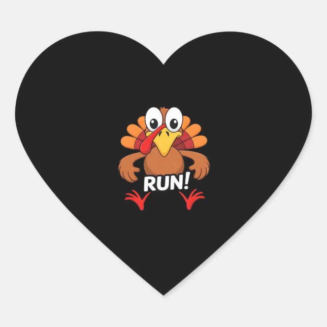 Turkey Run Thanksgiving Running Classic T-Shirt Heart Sticker (Front)