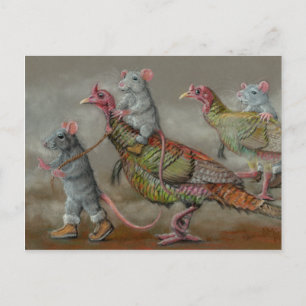 Turkey run wild Thanksgiving kmcoriginals rats Holiday Postcard