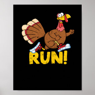 Turkey Running Costume Cute Wild Thanksgiving Run Poster