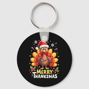 Turkey Santa Happy Merry Thanksmas Thanksgiving Ch Key Ring
