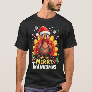 Turkey Santa Happy Merry Thanksmas Thanksgiving Ch T-Shirt