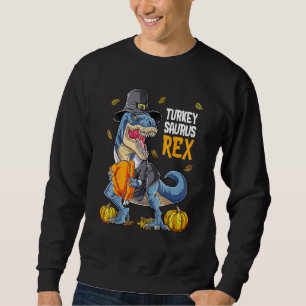Turkey Saurus Rex Pilgrim Rex Fall Vibes Thanksgiv Sweatshirt