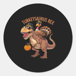 Turkey Saurus Rex Turkey Dino Thanksgiving Toddler Classic Round Sticker