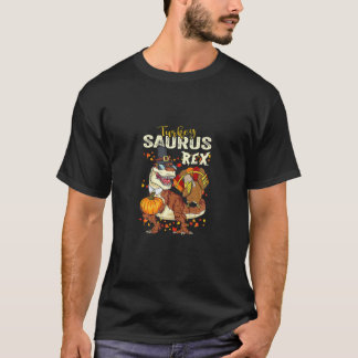 Turkey Saurusrex Dinosaur Holding A Pumpkin Thanks T-Shirt