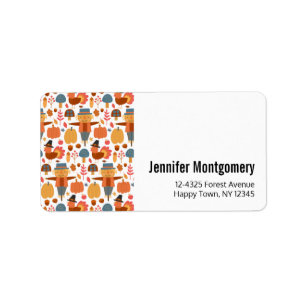 Turkey & Scarecrow Thanksgiving Pattern Label