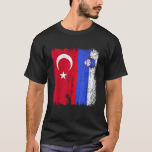 Turkey Slovenia Half Flag Turkish Slovenian Pride  T-Shirt