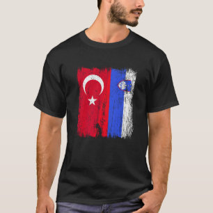 Turkey Slovenia Half Flag Turkish Slovenian Pride  T-Shirt