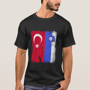 Turkey Slovenia Half Flag Turkish Slovenian Pride  T-Shirt