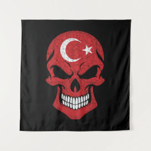 Turkey Smiling Skull Flag Tapestry