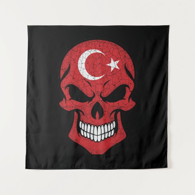 Turkey Smiling Skull Flag Tapestry (Front)