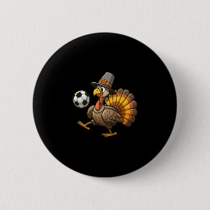 Turkey Soccer Thanksgiving Turkey Playing Soccer B 6 Cm Round Badge