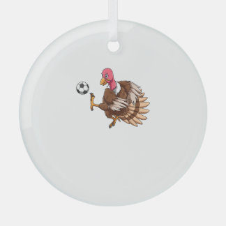 Turkey Soccer Thanksgiving Turkey Playing Soccer T Glass Tree Decoration