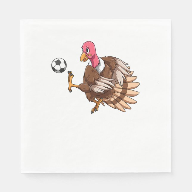 Turkey Soccer Thanksgiving Turkey Playing Soccer T Napkin (Front)
