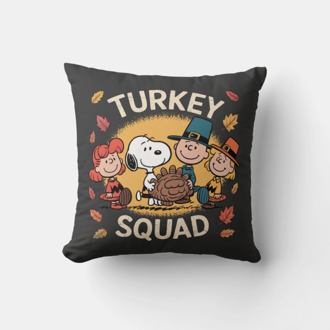 Turkey Squad Funny Cartoon Friends Thanksgiving Cushion (Front)