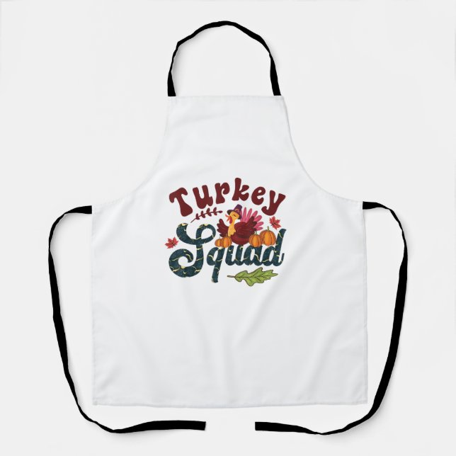 Turkey Squad Funny Thanksgiving Day Run Pilgrim Gi Apron (Front)