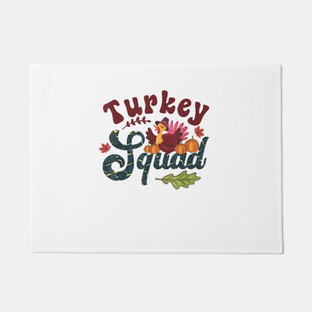 Turkey Squad Funny Thanksgiving Day Run Pilgrim Gi Doormat (Front)