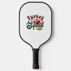 Turkey Squad Funny Thanksgiving Day Run Pilgrim Gi Pickleball Paddle