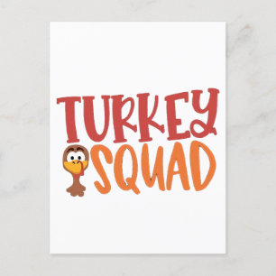Turkey Squad Matching Outfit Turkey Thanksgiving Announcement Postcard