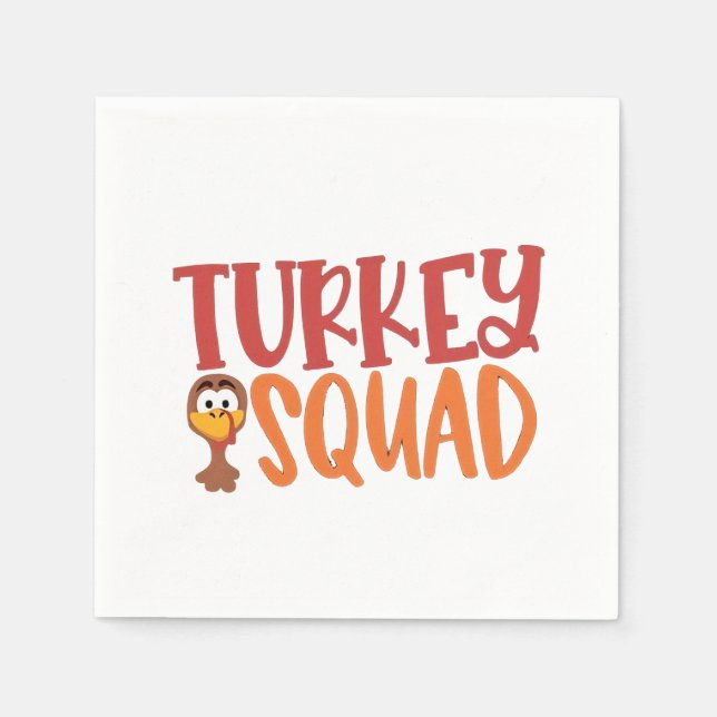 Turkey Squad Matching Outfit Turkey Thanksgiving  Napkin (Front)