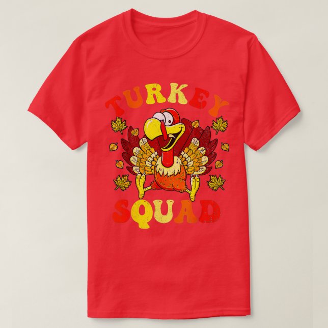 Turkey Squad Retro  Thanksgiving Hippie Men Women  T-Shirt (Design Front)