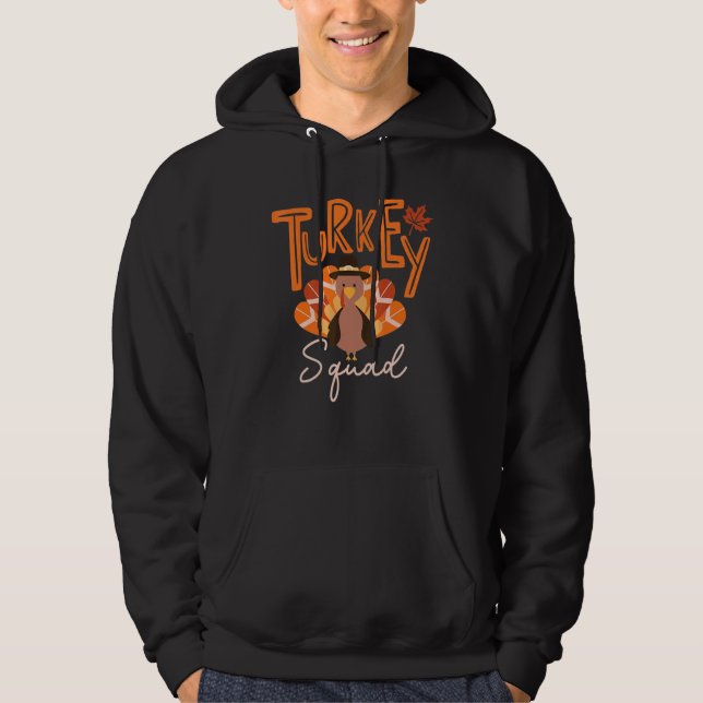 Turkey Squad  Thanksgiving Day Run Pilgrim Hoodie (Front)