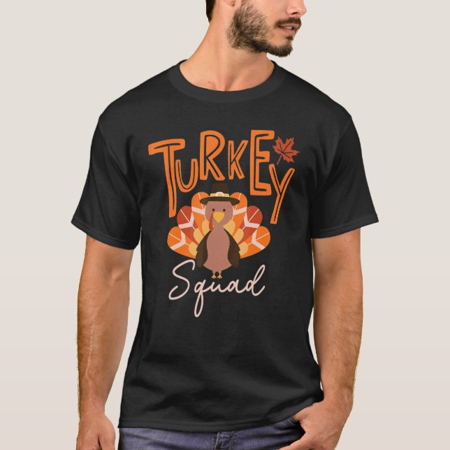 Turkey Squad  Thanksgiving Day Run Pilgrim T-Shirt (Front)