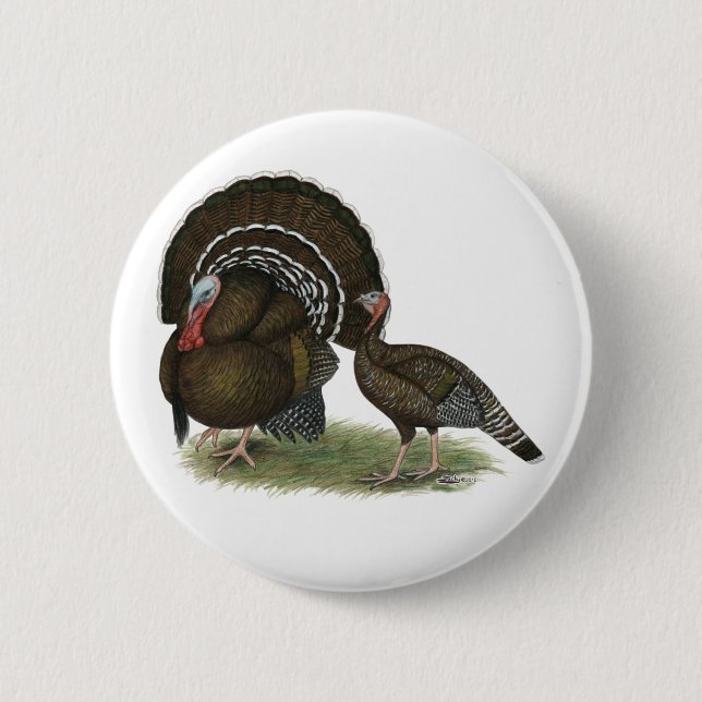 Turkey Standard Bronze 6 Cm Round Badge (Front)