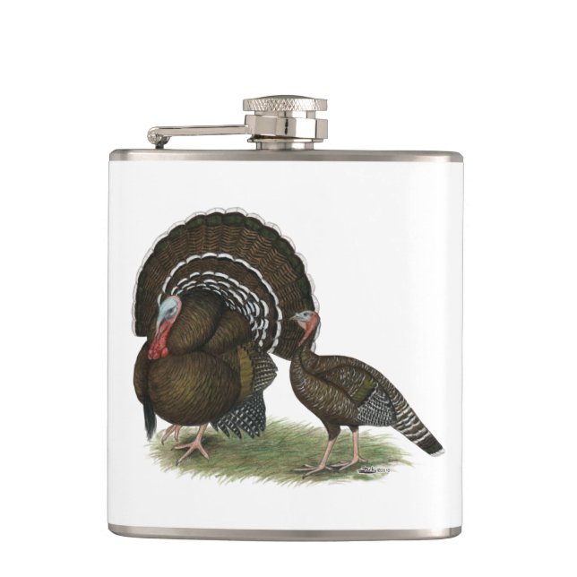 Turkey Standard Bronze Hip Flask (Front)