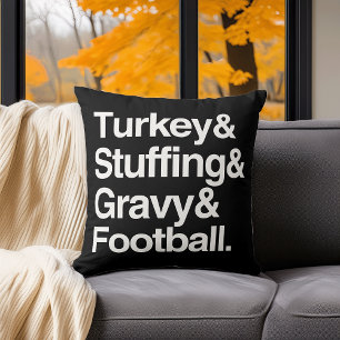 Turkey & Stuffing & Gravy & Football Thanksgiving Cushion