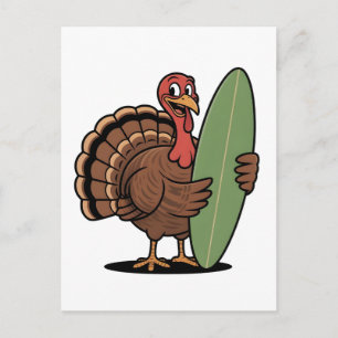 Turkey surfboard Surfing turkey Thanksgiving Sea Holiday Postcard